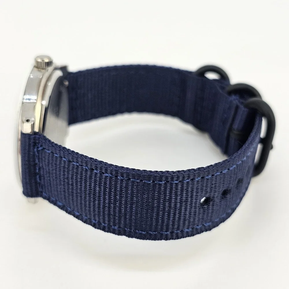 38MM Men's Watch Gray Dial New Navy Blue Canvas‎ Bands New Battery